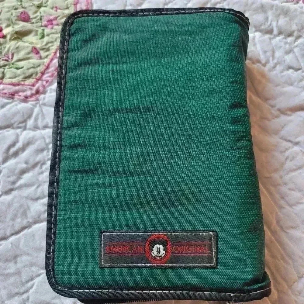Mickey Mouse daily planner vintage green nylon embroidered Mickey mouse …